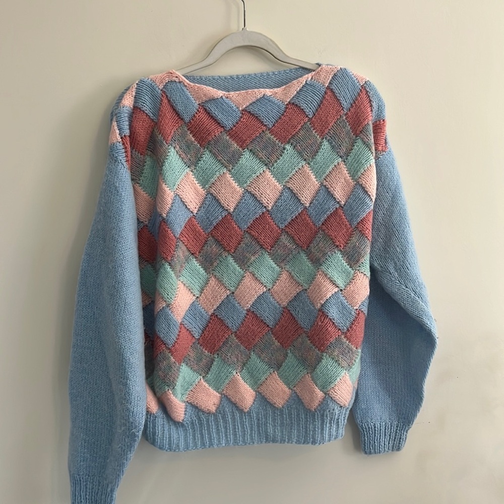 Handmade Pastel Retro Sweater Golden Girls 80s Granny Eclectic Grandpa‎ cozy